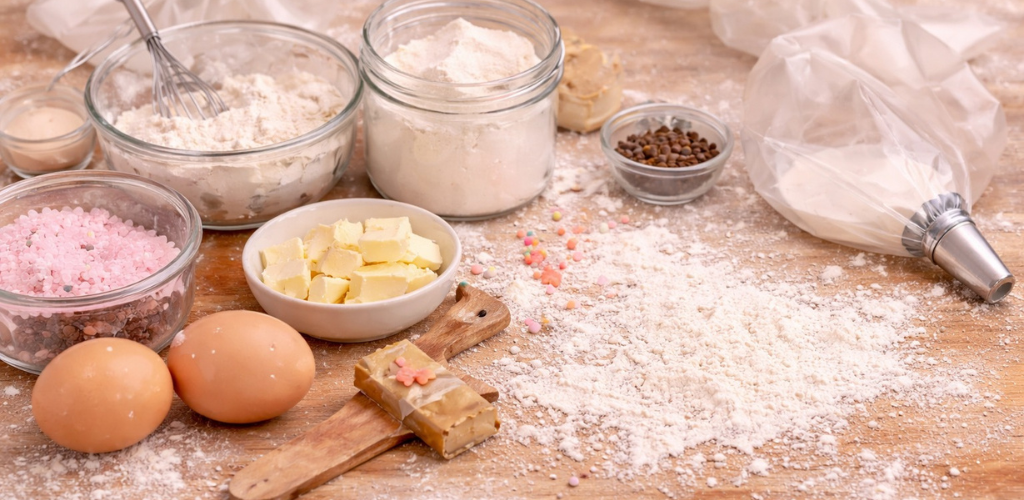 Ingredients and baking scene